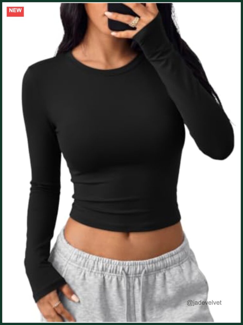 Women's Long Sleeve Crop Top Y2K Basic Shirt